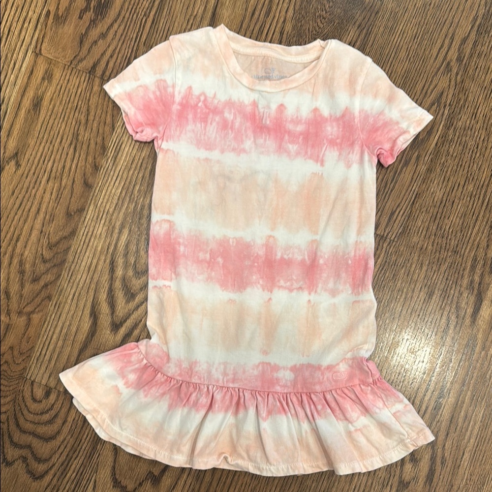 Vineyard Vines Pink and White Tie-Dye Kids Dress